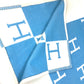 HERMES Plaid Avalon Interior Throw Blanket, Wool/Cashmere, Kids, Blue