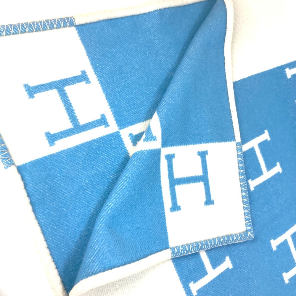 HERMES Plaid Avalon Interior Throw Blanket, Wool/Cashmere, Kids, Blue