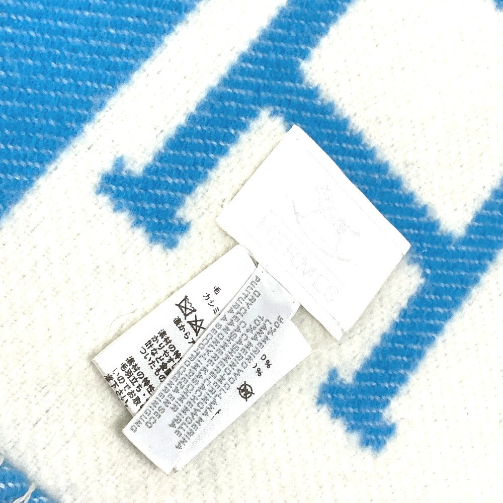HERMES Plaid Avalon Interior Throw Blanket, Wool/Cashmere, Kids, Blue