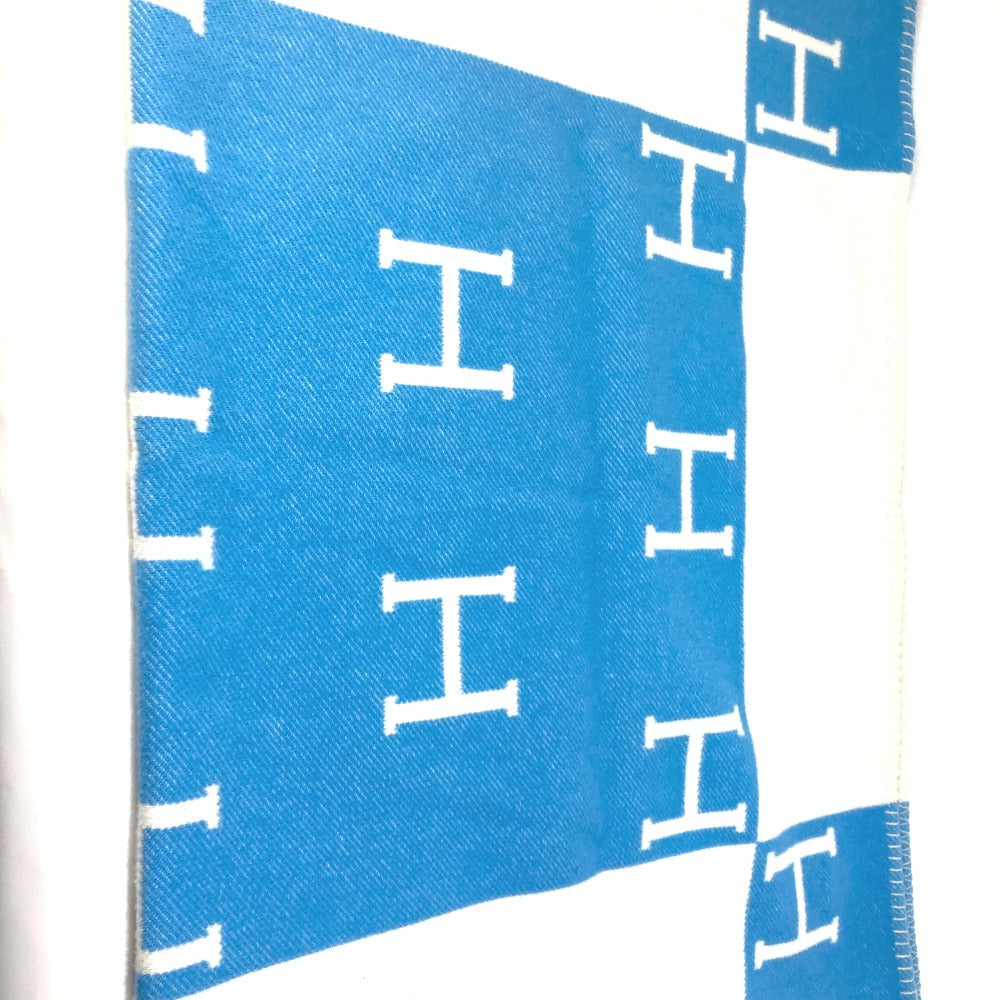HERMES Plaid Avalon Interior Throw Blanket, Wool/Cashmere, Kids, Blue