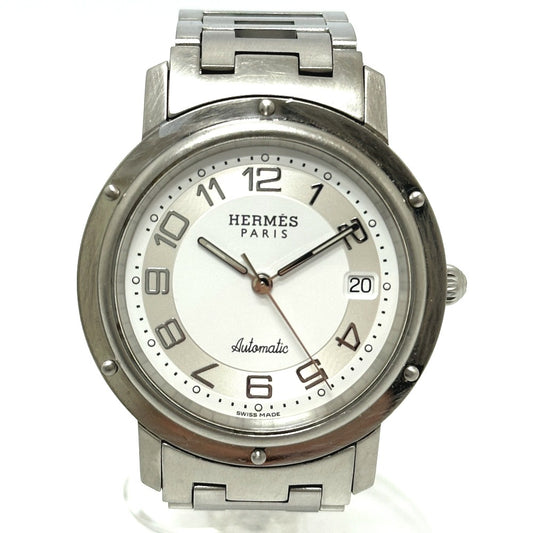 HERMES CL1.810 クリッパー デイト 自動巻き 腕時計 SS メンズ シルバー