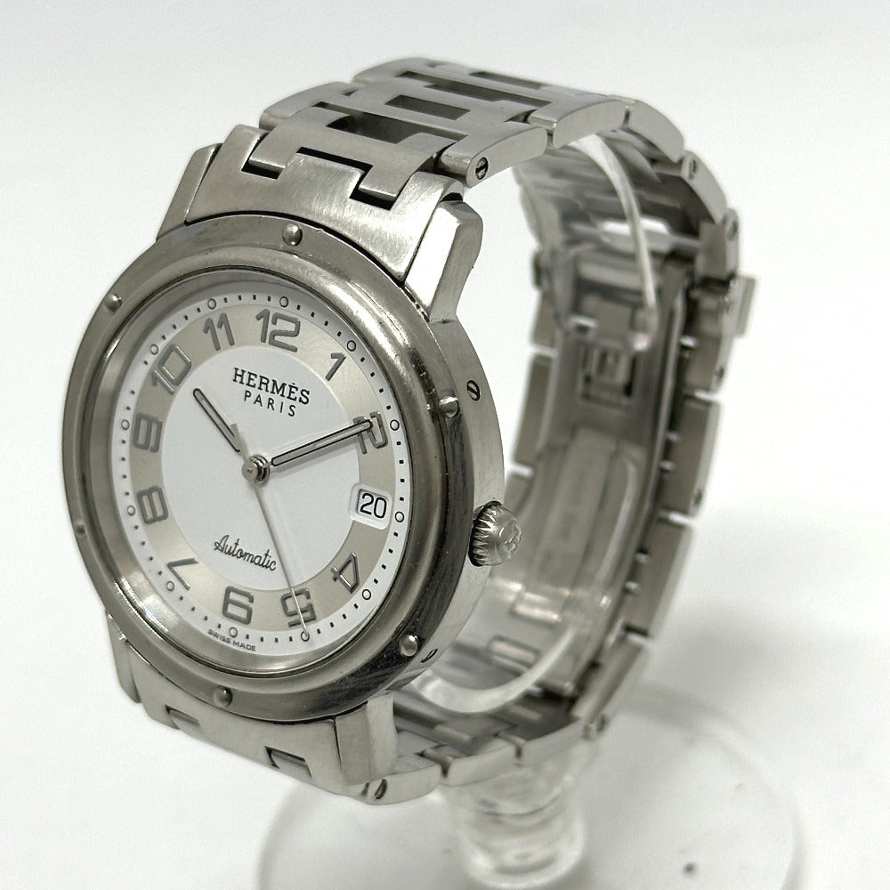 HERMES CL1.810 クリッパー デイト 自動巻き 腕時計 SS メンズ シルバー