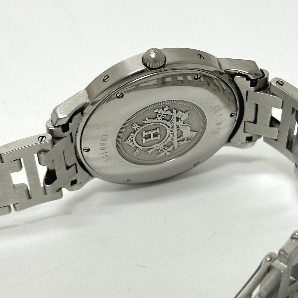 HERMES CL1.810 クリッパー デイト 自動巻き 腕時計 SS メンズ シルバー