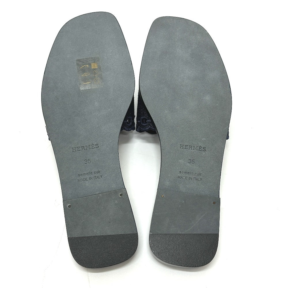 HERMES Gail Chaine d'Ancre Flat Sandals Denim Women's Blue