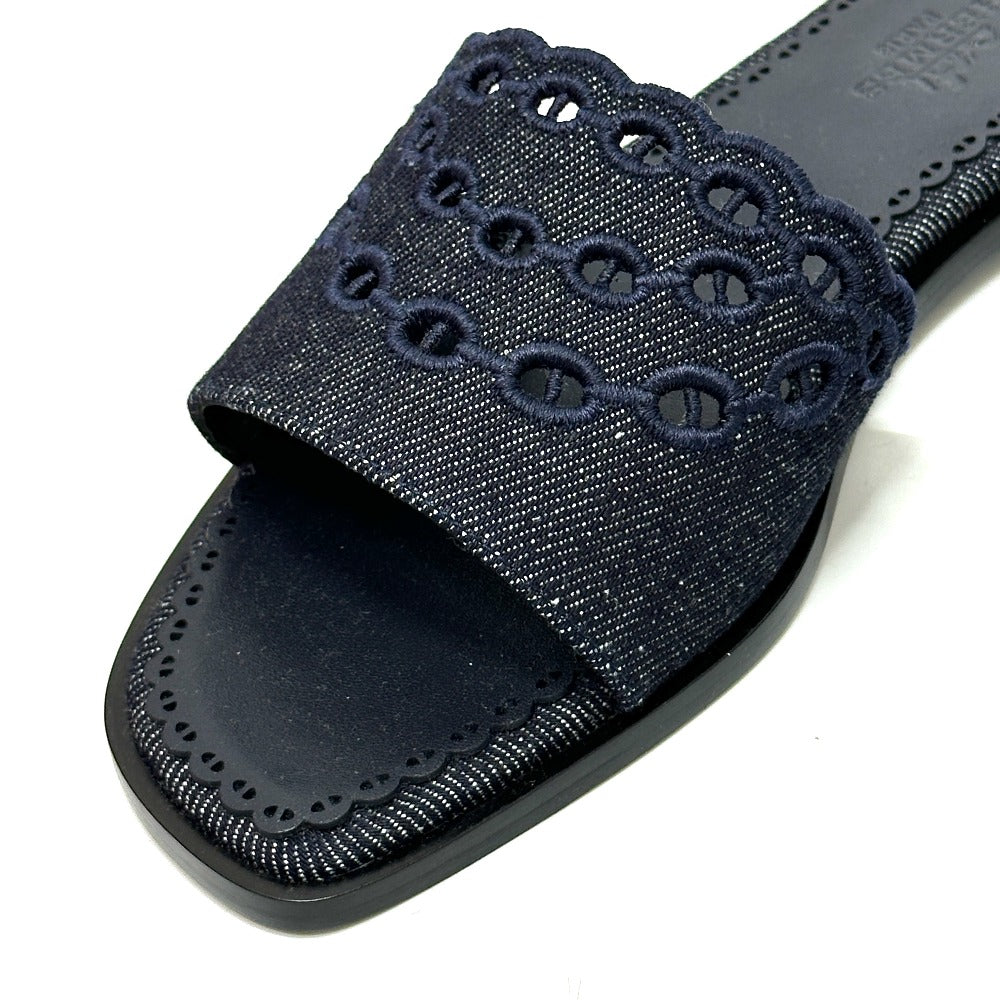 HERMES Gail Chaine d'Ancre Flat Sandals Denim Women's Blue