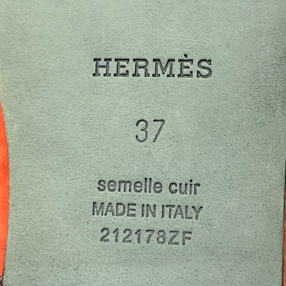 HERMES オラン 靴 シューズ ムートン ボア シアリングファー フラット サンダル ムートン レディース オレンジ