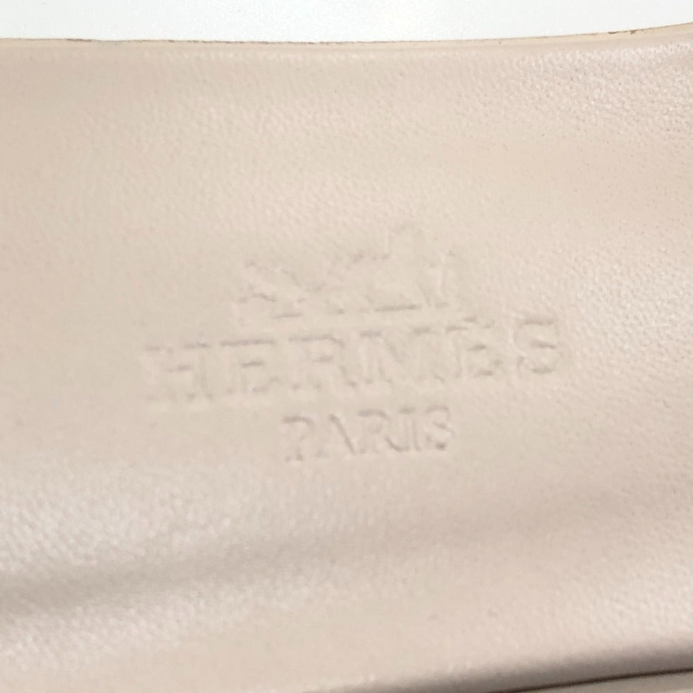 HERMES オラン 靴 シューズ スリッパ フラット サンダル レザー レディース ローズカンカン(推定） ピンク