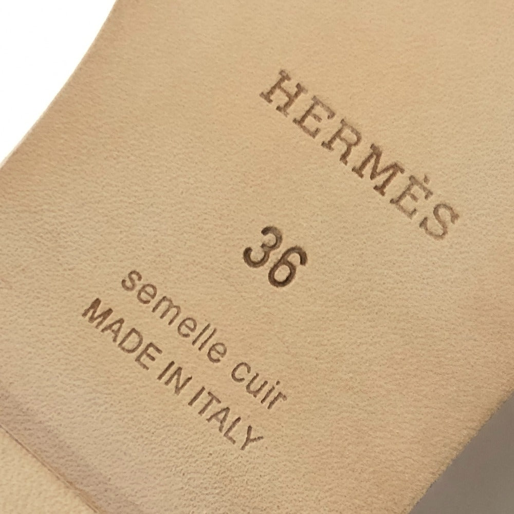 HERMES オラン 靴 シューズ スリッパ フラット サンダル レザー レディース ローズカンカン(推定） ピンク