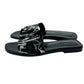 HERMES Oran Flat Barrel Shoes Sandals Leather/Wood Sandals Canvas Black 35 Used
