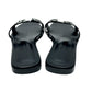 HERMES Oran Flat Barrel Shoes Sandals Leather/Wood Sandals Canvas Black 35 Used