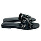 HERMES Oran Flat Barrel Shoes Sandals Leather/Wood Sandals Canvas Black 35 Used