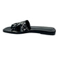 HERMES Oran Flat Barrel Shoes Sandals Leather/Wood Sandals Canvas Black 35 Used