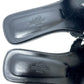 HERMES Oran Flat Barrel Shoes Sandals Leather/Wood Sandals Canvas Black 35 Used