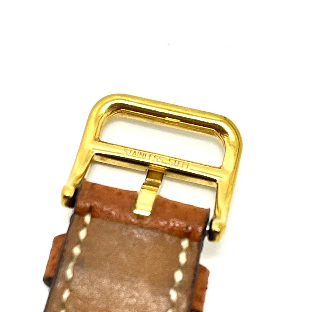 HERMES HH1.201 H Watch Quartz Watch with Leather Strap, Stainless Steel, Gold, for Women