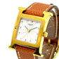 HERMES HH1.201 H Watch Quartz Watch with Leather Strap, Stainless Steel, Gold, for Women