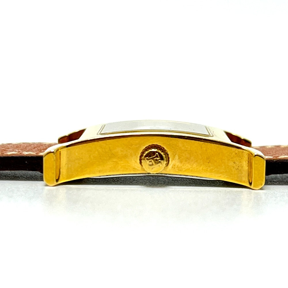 HERMES HH1.201 H Watch Quartz Watch with Leather Strap, Stainless Steel, Gold, for Women