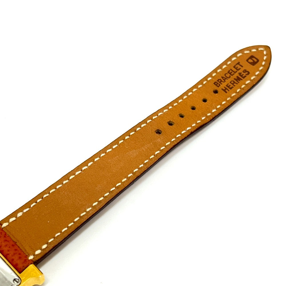 HERMES HH1.201 H Watch Quartz Watch with Leather Strap, Stainless Steel, Gold, for Women
