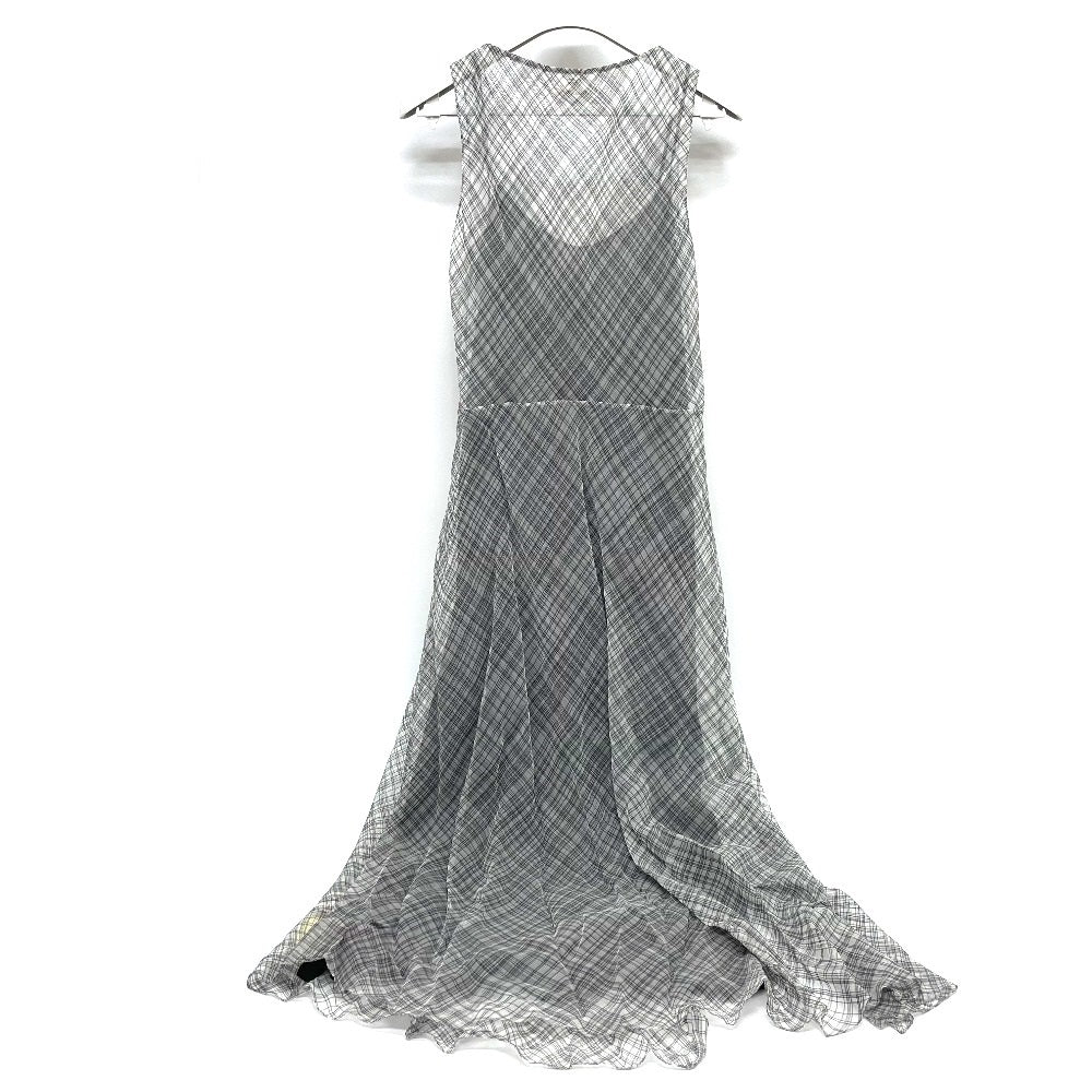 HERMES Madras ROBE ENCOLURE VOILE COTON SOIE MADRAS Sheer Camisole 2-Piece Set 2018 Women's Silk Dress Gray