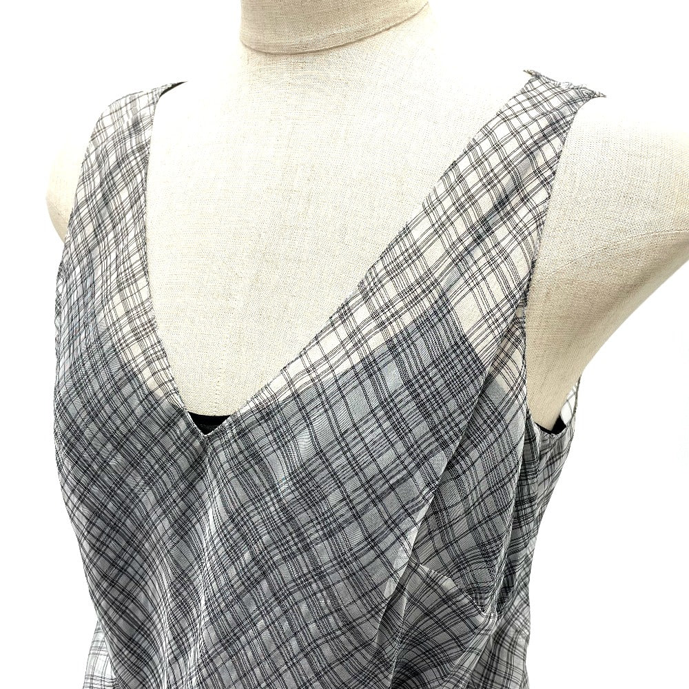 HERMES Madras ROBE ENCOLURE VOILE COTON SOIE MADRAS Sheer Camisole 2-Piece Set 2018 Women's Silk Dress Gray