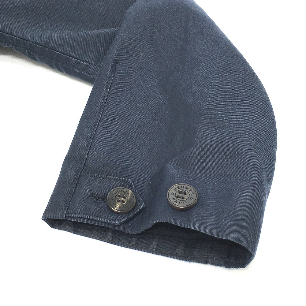 HERMES Women's Navy Cotton Trench Coat with Belt, Lightweight Spring Coat, Long Sleeve, Outerwear