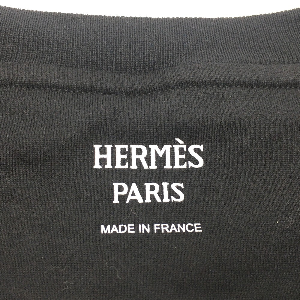 HERMES Print Maxi T-Shirt, 2021SS, Short Sleeve Cotton, Women's, Black
