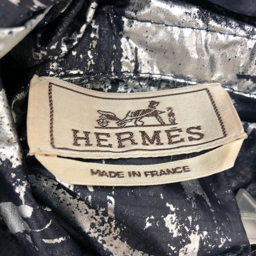 HERMES 2025 Men's Navy Zip-Up Hooded Jacket, Polyester
