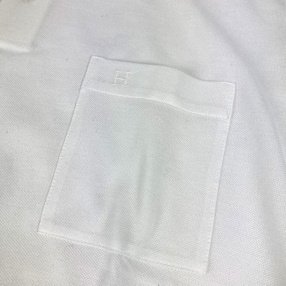 HERMES H logo line apparel apparel top shirt collared cotton polo shirt men's white