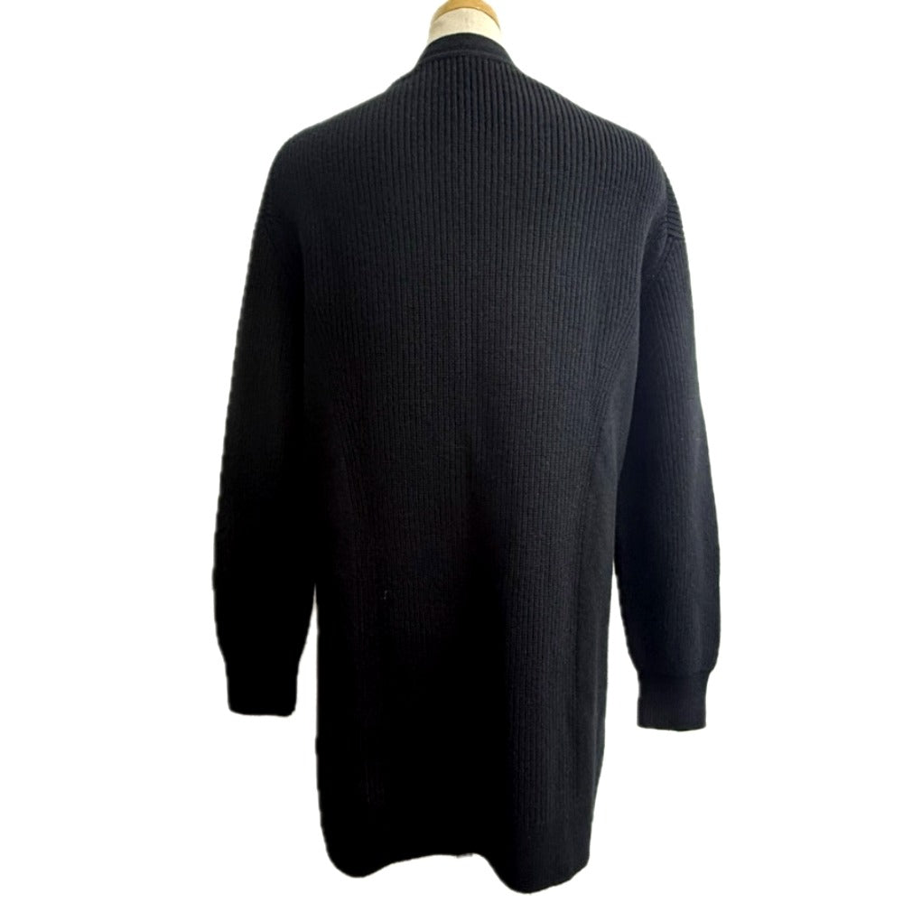 HERMES Serie Button Apparel Knit Long Cardigan, Long Sleeve, V-Neck, Cashmere, Women's, Black