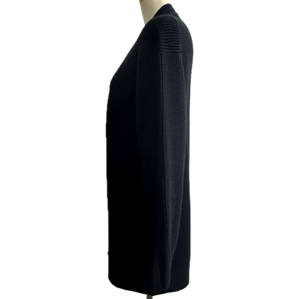 HERMES Serie Button Apparel Knit Long Cardigan, Long Sleeve, V-Neck, Cashmere, Women's, Black