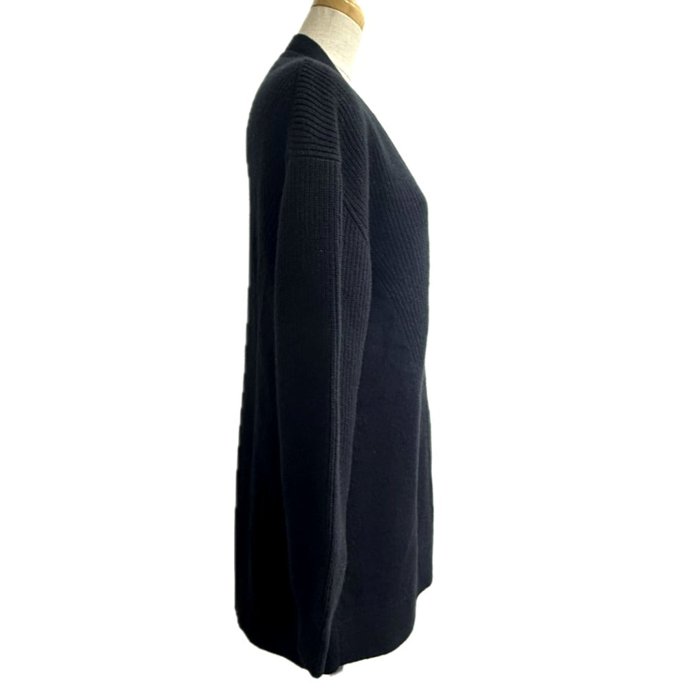 HERMES Serie Button Apparel Knit Long Cardigan, Long Sleeve, V-Neck, Cashmere, Women's, Black