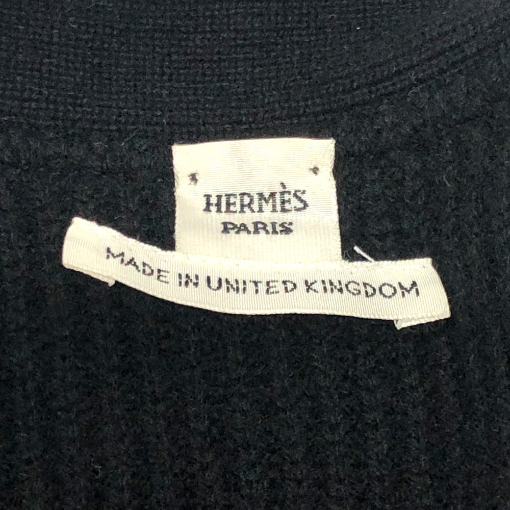 HERMES Serie Button Apparel Knit Long Cardigan, Long Sleeve, V-Neck, Cashmere, Women's, Black