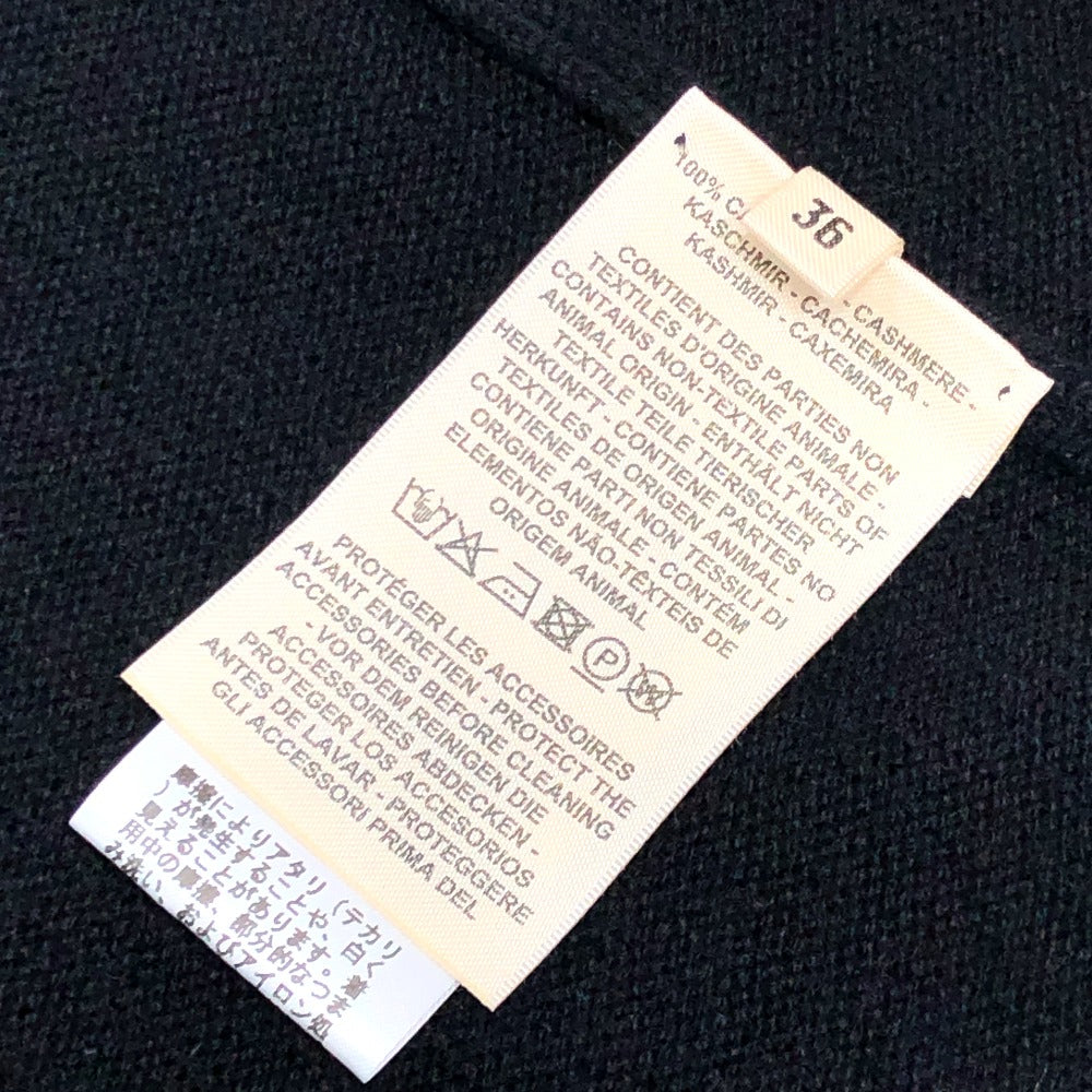 HERMES Serie Button Apparel Knit Long Cardigan, Long Sleeve, V-Neck, Cashmere, Women's, Black