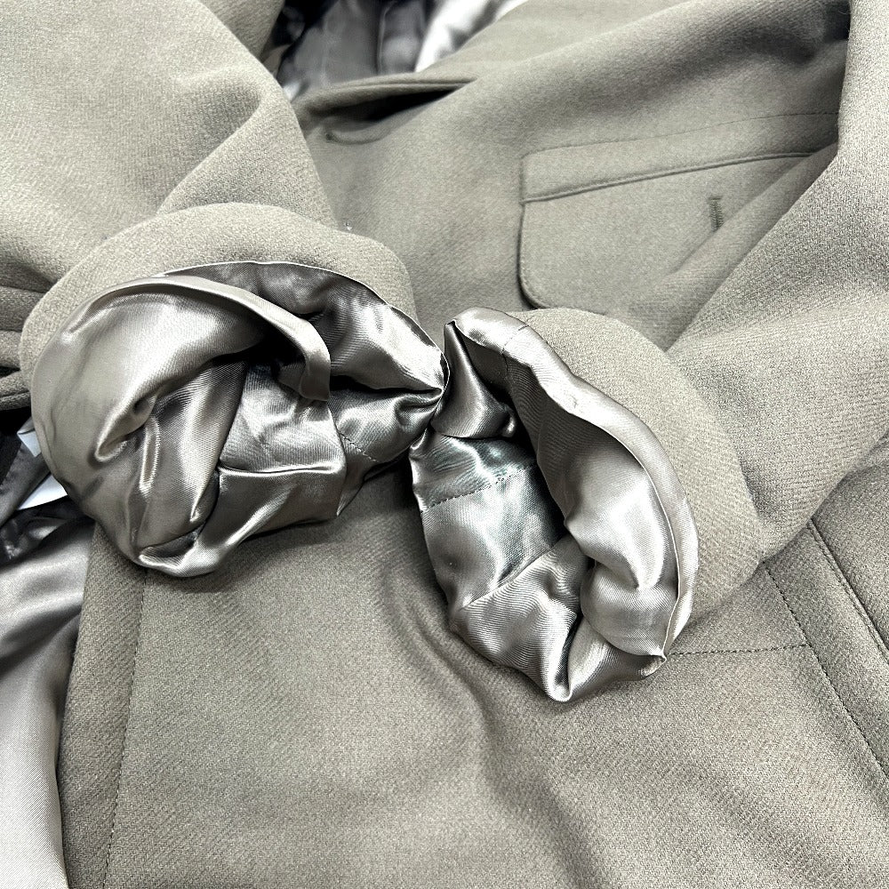 HERMES PT9617 Chesterfield Nylon Hooded Long Coat, Wool, Men's, Greige/Gray