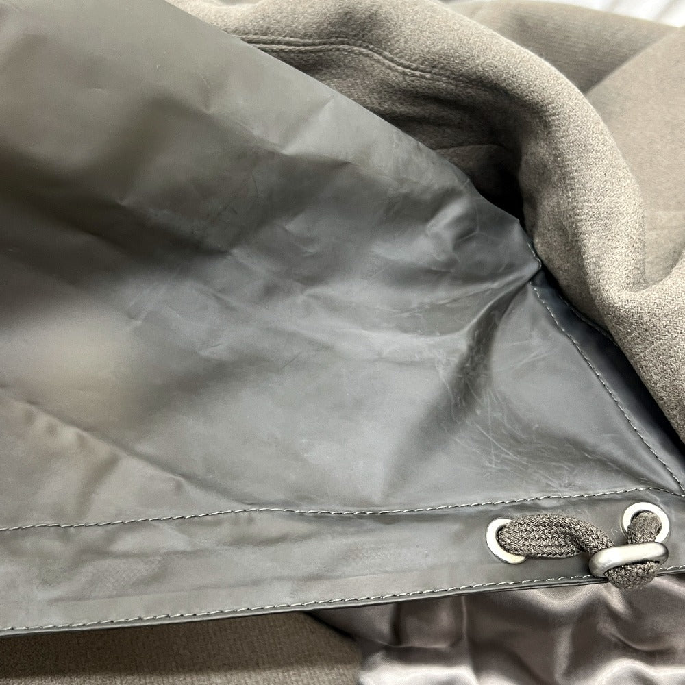 HERMES PT9617 Chesterfield Nylon Hooded Long Coat, Wool, Men's, Greige/Gray