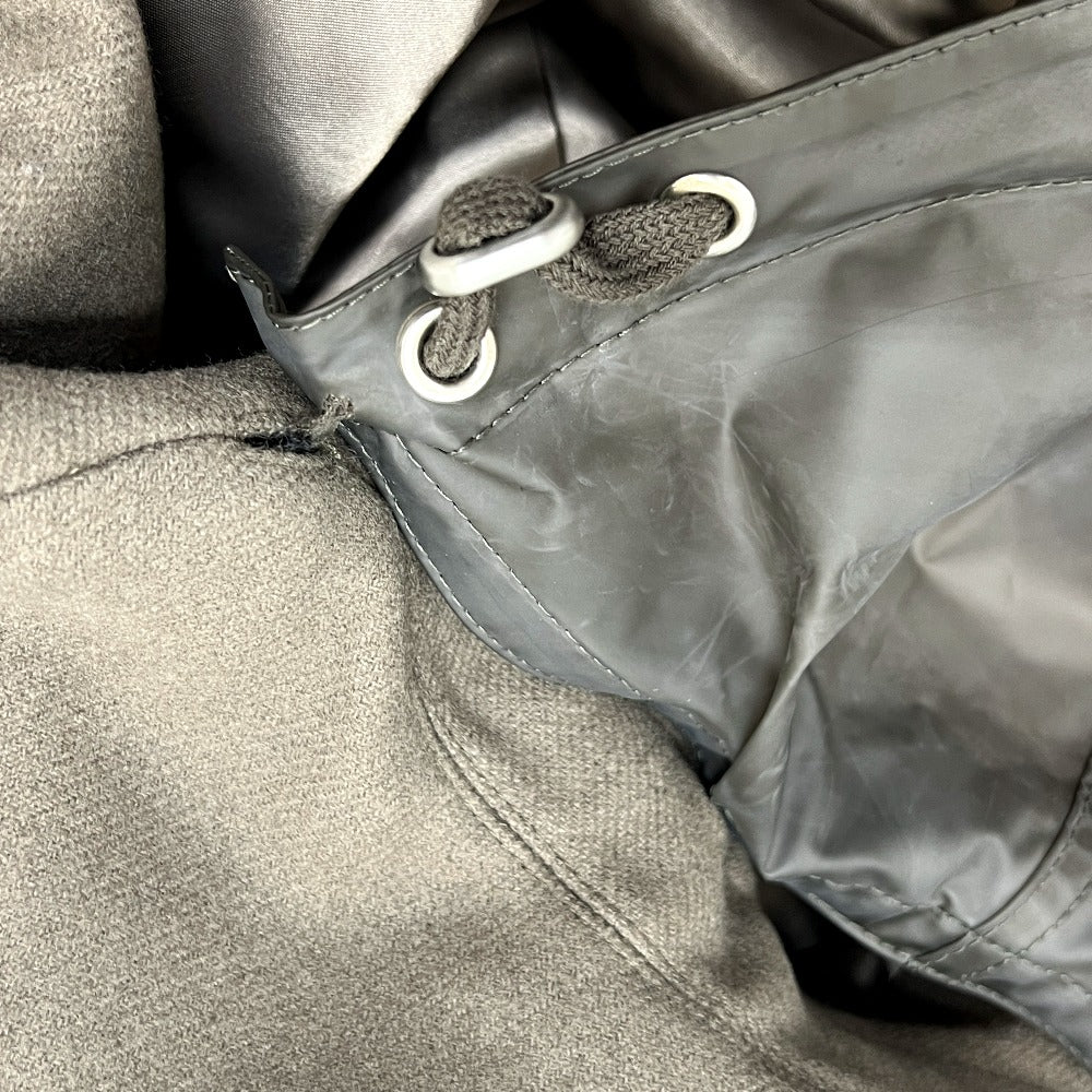 HERMES PT9617 Chesterfield Nylon Hooded Long Coat, Wool, Men's, Greige/Gray