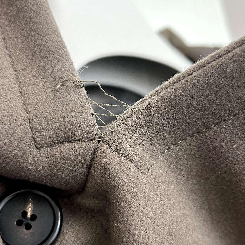 HERMES PT9617 Chesterfield Nylon Hooded Long Coat, Wool, Men's, Greige/Gray