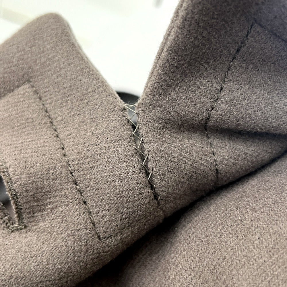 HERMES PT9617 Chesterfield Nylon Hooded Long Coat, Wool, Men's, Greige/Gray