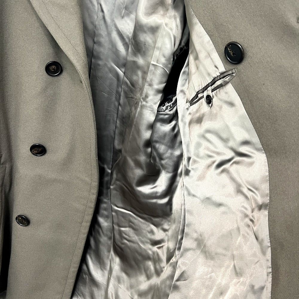 HERMES PT9617 Chesterfield Nylon Hooded Long Coat, Wool, Men's, Greige/Gray
