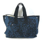 HERMES Shoulder Bag, Leopard Print, Beach Bag, Tote Bag, Canvas, Women's, Navy