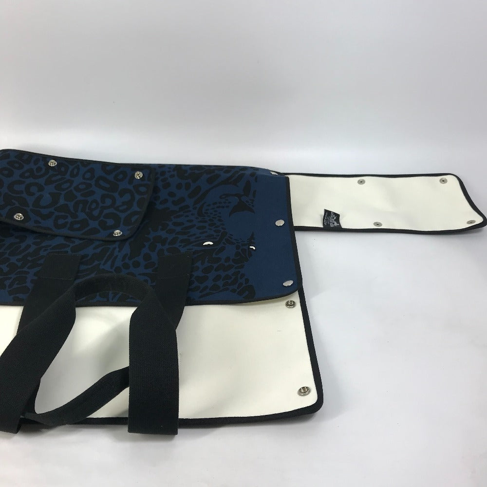 HERMES Shoulder Bag, Leopard Print, Beach Bag, Tote Bag, Canvas, Women's, Navy