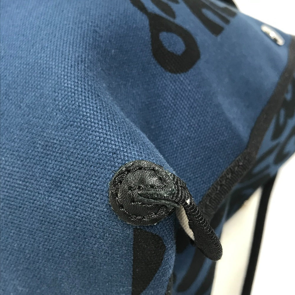 HERMES Shoulder Bag, Leopard Print, Beach Bag, Tote Bag, Canvas, Women's, Navy