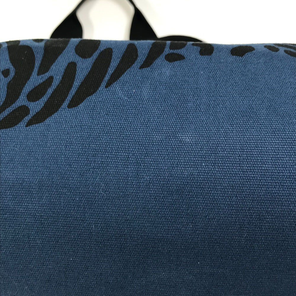 HERMES Shoulder Bag, Leopard Print, Beach Bag, Tote Bag, Canvas, Women's, Navy