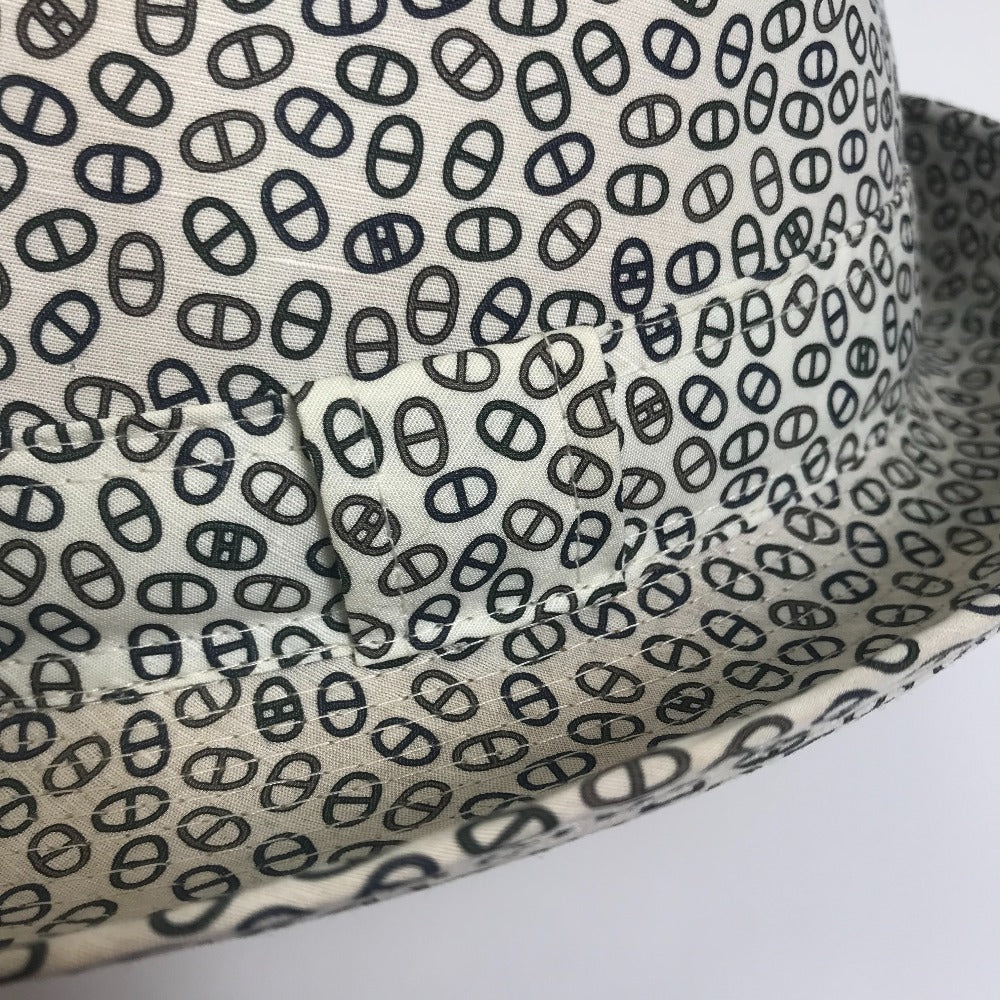 HERMES Chaine d'Ancre Hat, Headwear, All-Over Print, Cotton, Fedora, Unisex, White