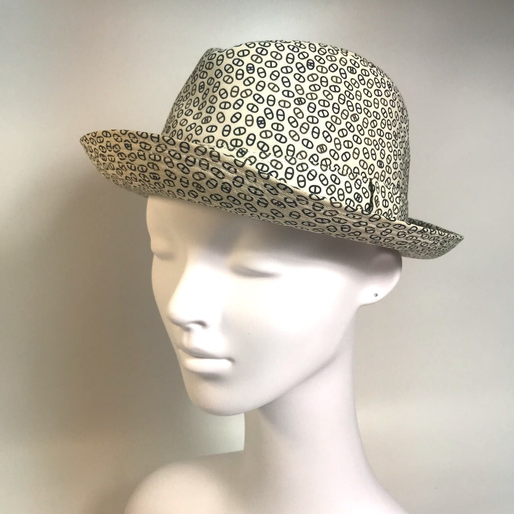 HERMES Chaine d'Ancre Hat, Headwear, All-Over Print, Cotton, Fedora, Unisex, White