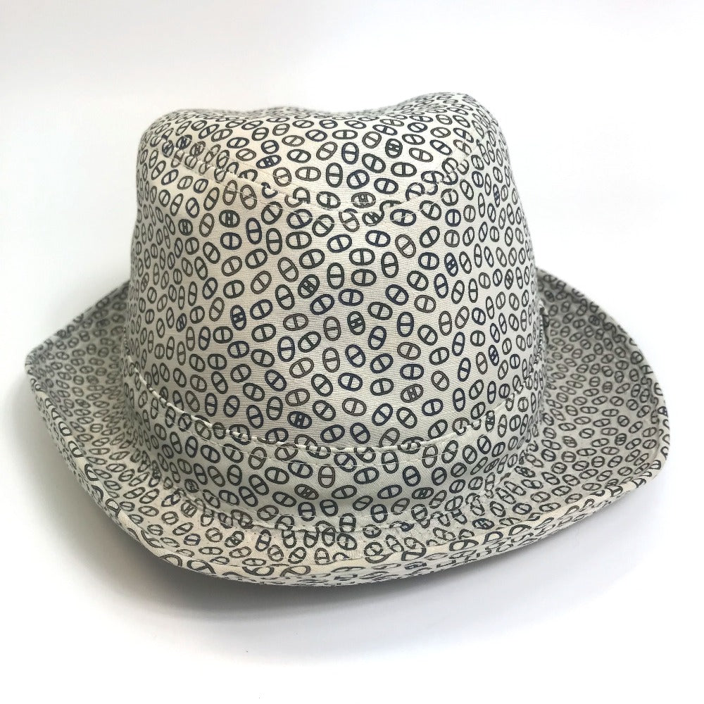 HERMES Chaine d'Ancre Hat, Headwear, All-Over Print, Cotton, Fedora, Unisex, White
