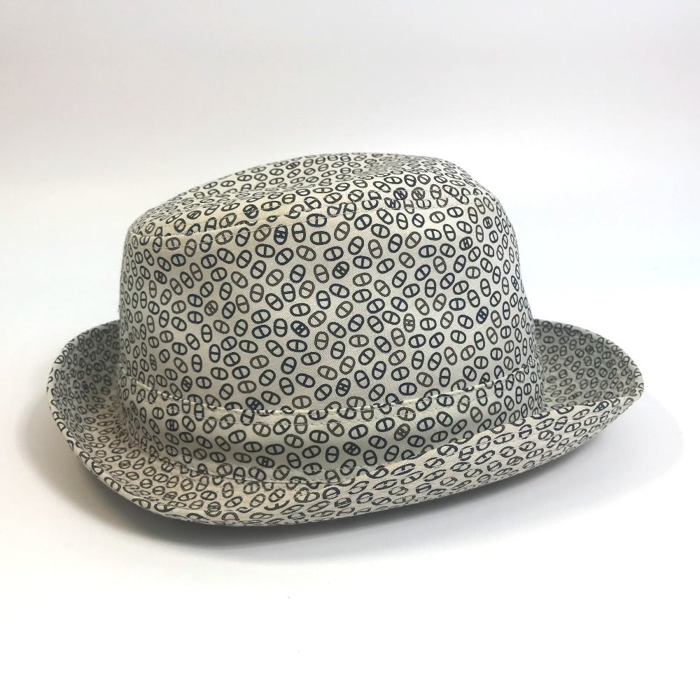 HERMES Chaine d'Ancre Hat, Headwear, All-Over Print, Cotton, Fedora, Unisex, White