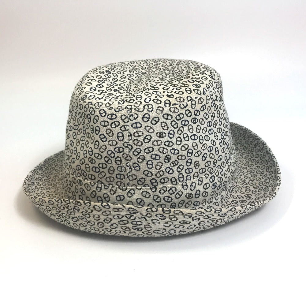 HERMES Chaine d'Ancre Hat, Headwear, All-Over Print, Cotton, Fedora, Unisex, White