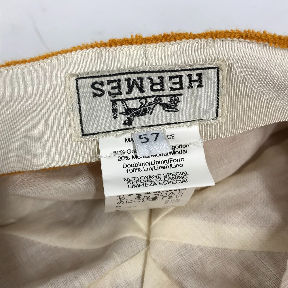 HERMES 帽子 キャップ帽 キャスケット パイル キャップ コットン レディース オレンジ