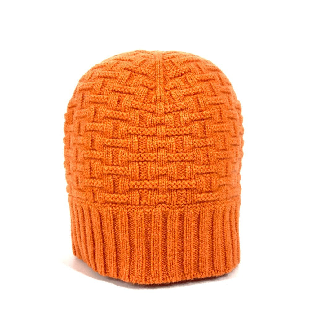 HERMES Hロゴ ビーニー 帽子 ニット帽 ニットキャップ ニット帽 カシミヤ レディース オレンジ
