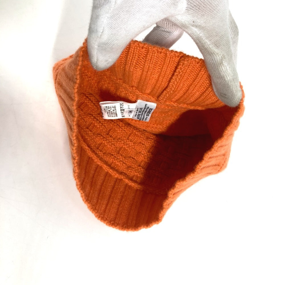 HERMES Hロゴ ビーニー 帽子 ニット帽 ニットキャップ ニット帽 カシミヤ レディース オレンジ